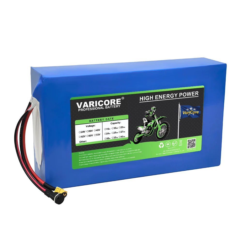 VariCore 48V 35Ah 13s7p 21700 بطارية ليثيوم حزمة 54.6v 1200w 1440w المدمج في BMS 30A للمعدات الكهربائية جزازة العشب