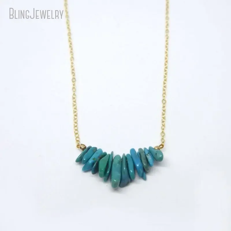 20pcs Delicate K Gold Color Chain Gemstone Turquoise Necklace Women Blue Stone Bead Bar Boho Chic Minimal Aesthetic Y2k Jewelry