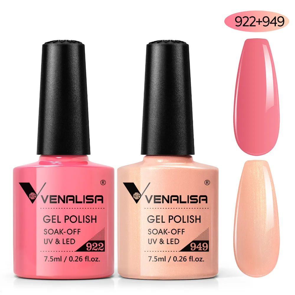 VENALCrawNail-Kit de Verhéritage à Ongles Gel, Semi Continu, Gellack, Paillettes, Biologique, Soak off, UV, LED, Base VarjuvenBase, Sans Essuyage, Top, 2 Pièces, 7.5ml