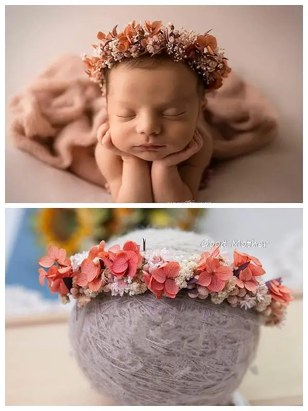 Newborn photography headwear headband immortal flower material hair accessories full moon 100 days one year old baby studio