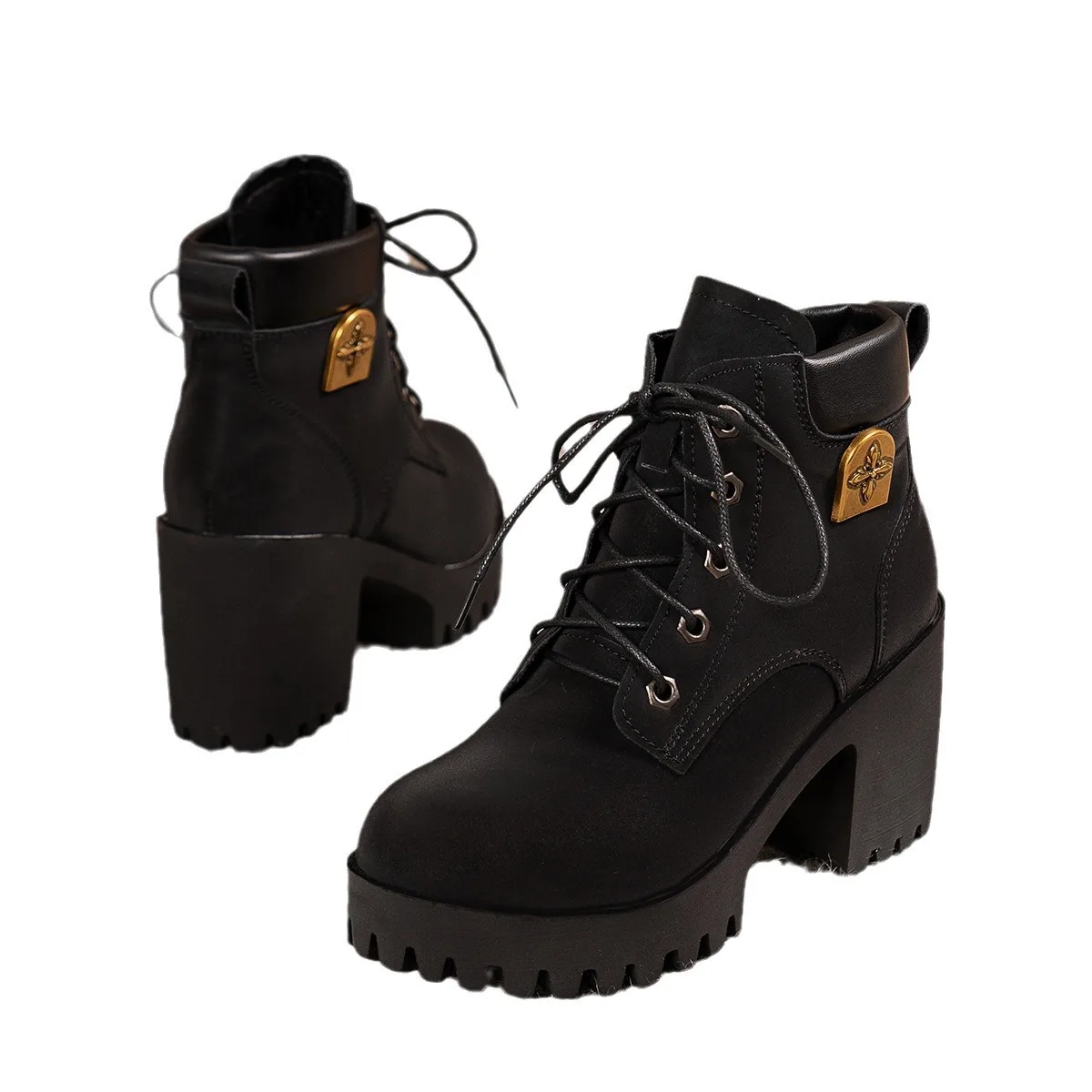 New Chunky Patchwork Cowboy Boots Woman Winter Autumn Pointed Toe Western Mid Calf Boots For Women 2024 Casual Shoes