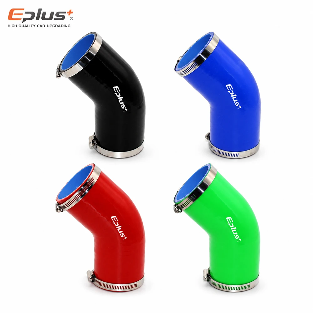 EPLUS Universal 4-lagiger 45-Grad-Silikonschlauchverbinder, verstärkter Turbo-Ansaug-Ladeluftkühler-Rohrverbinder, Adapter, blau