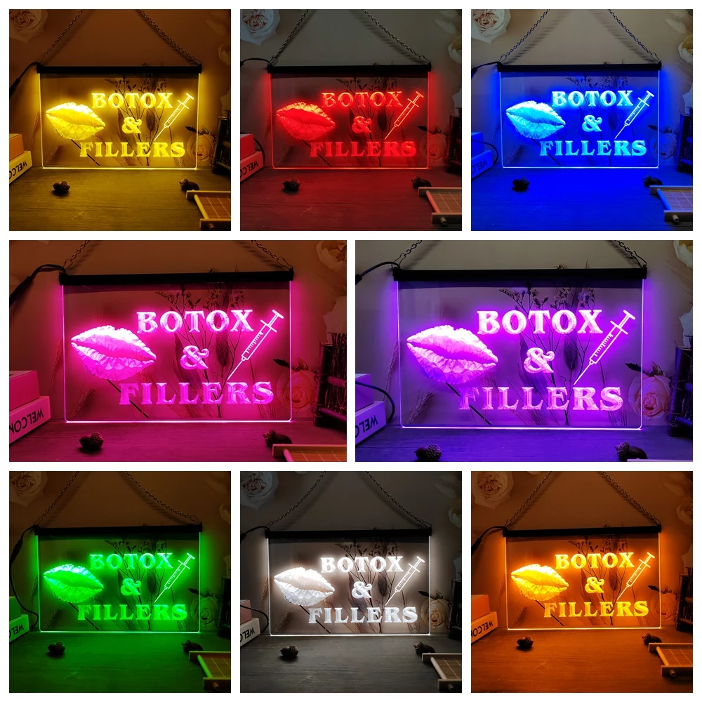 Lips Syringe Botox Fillers-Vintage LED Neon Sign-Posters,3DCarving,Wall,Home,Room,Bedroom,Office,Farmhouse Decor