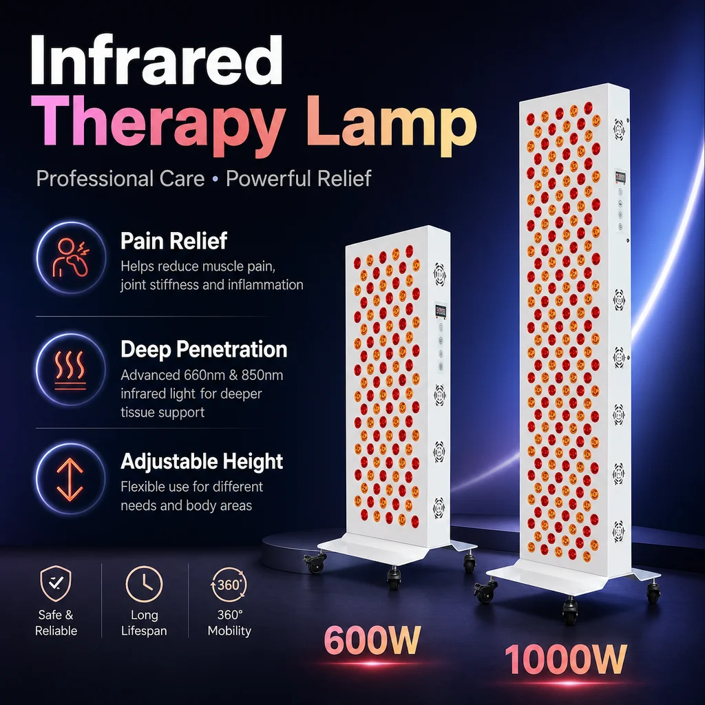 Panneau de luminothérapie à double puce, 4 longueurs d'onde (630, 660, 810, 850 nm), dispositif LED infrarouge proche pour les soins de la peau, anti-âge, soulagement de la douleur et récupération articulaire
