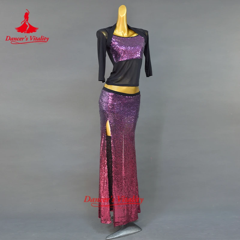 Set Tari Perut Wanita Baru Kostum Tari Oriental Kompetisi Tari Kostum Payet Atasan+Rok Ekor Ikan 2pcs set kostum rok gypsy