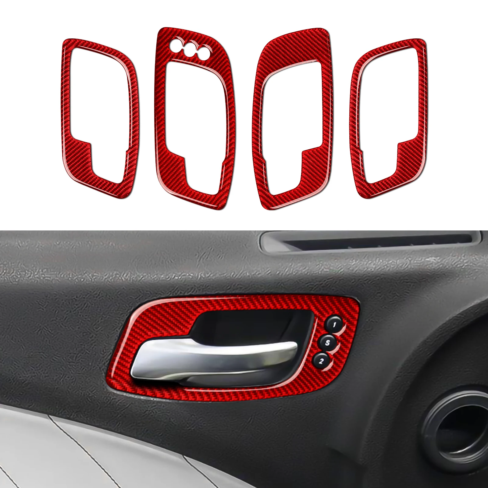 Car Inner Door Handle Bowl Decals for 2011-2022 Chrysler 300 Accessories Carbon Fiber Interior Stickers (with Memory Seat)