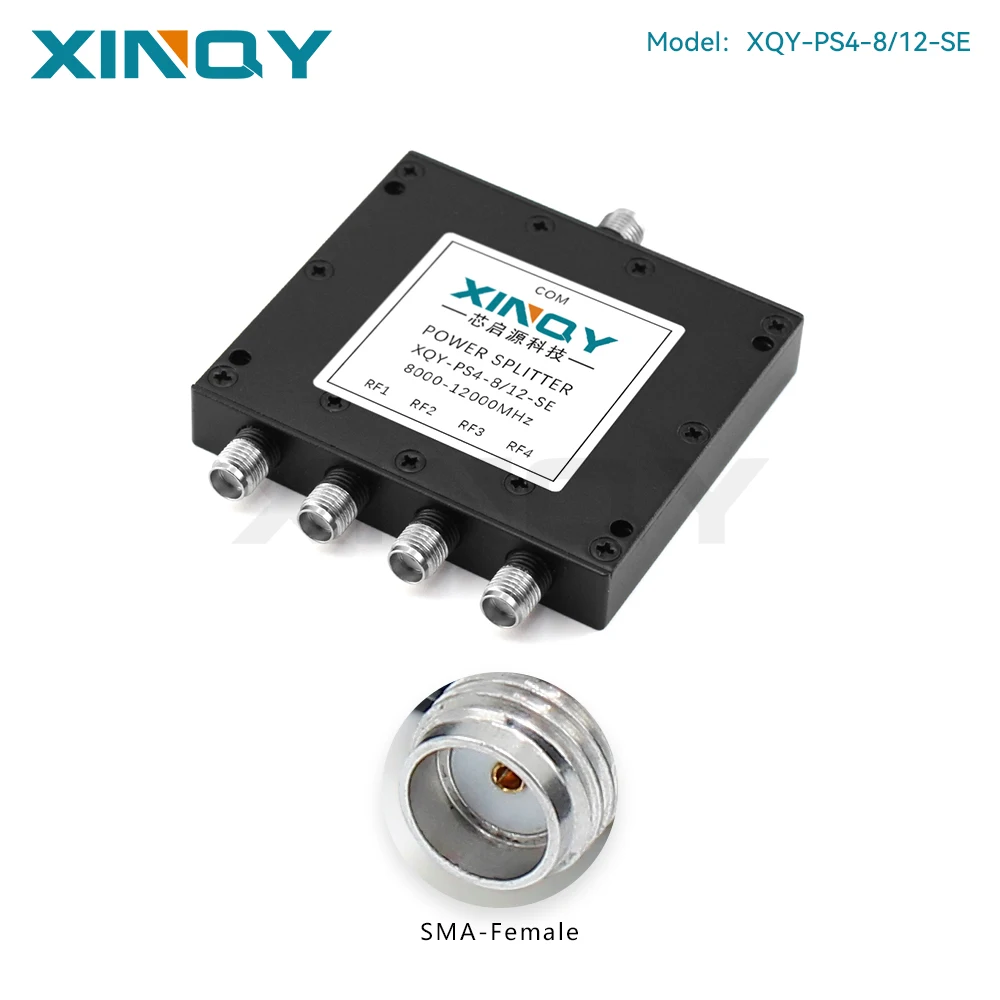 Xinqy 8-12g Microstrip Power Divider Sma Power Divider 1-to-4 Power Distributor 8000-12000Mhz 1W Combiner