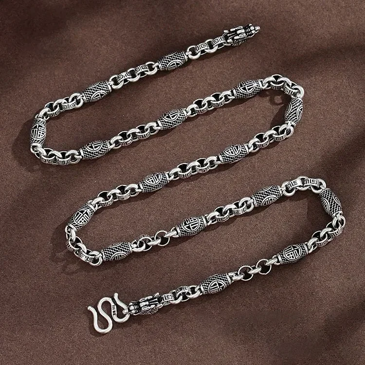 Vintage Personalized New Sweater Chain Men's Necklace Sterling Silver Aggressive Hip Hop Chain