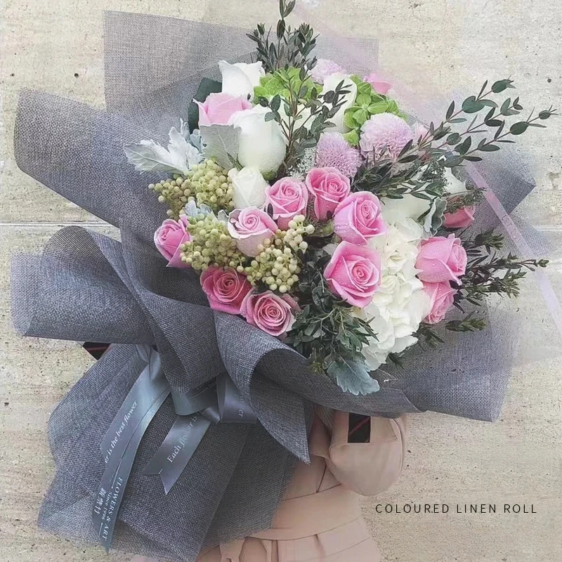 48cmx4.5m Korean Style Colored Retro Linen Package Paper Bouquet Gift Packaging Floral DIY Material Decorative Packaging Paper