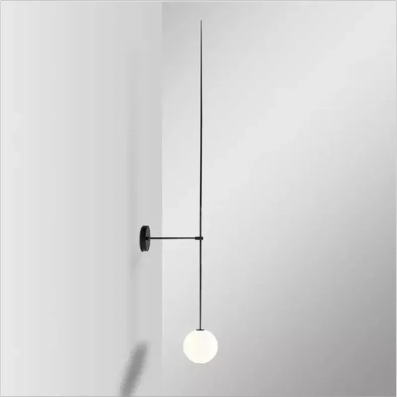 Minimalist Linear Spike Wall Lamp Long Rod Frosted Glass Ball Wall Sconce Modern Decor Wall Light Bedroom Hallway