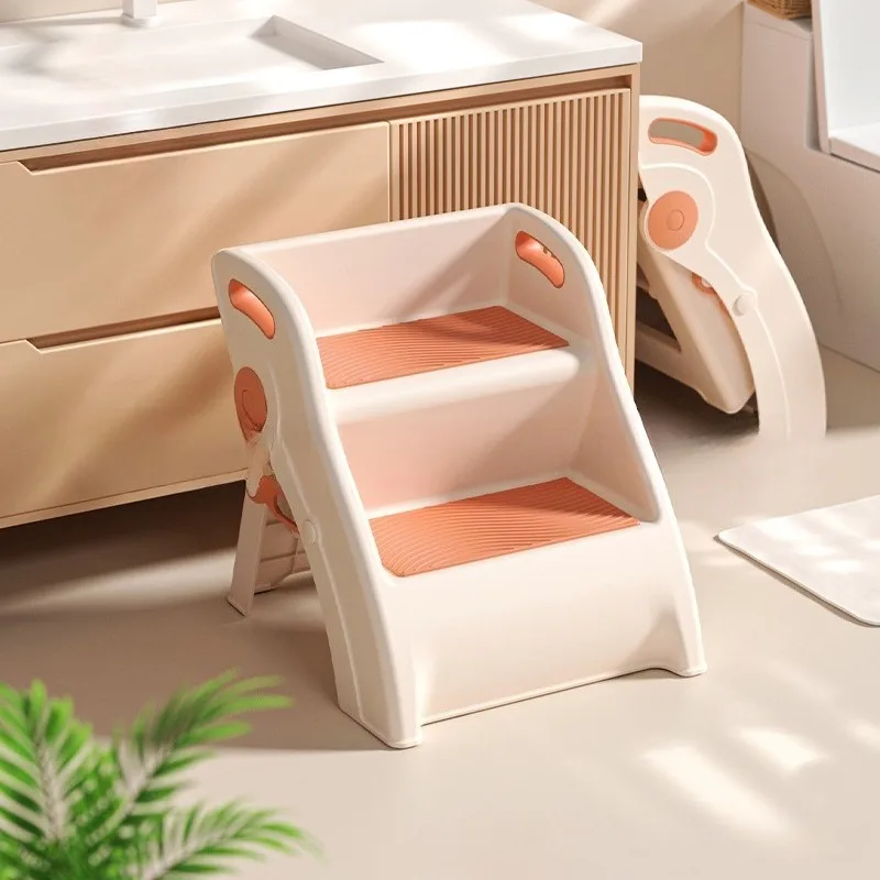 Folding Children Ladder Stools Portable Modern Footrest Plastic Aesthetic Footstool Home Room Interior Small Kids Furniture
