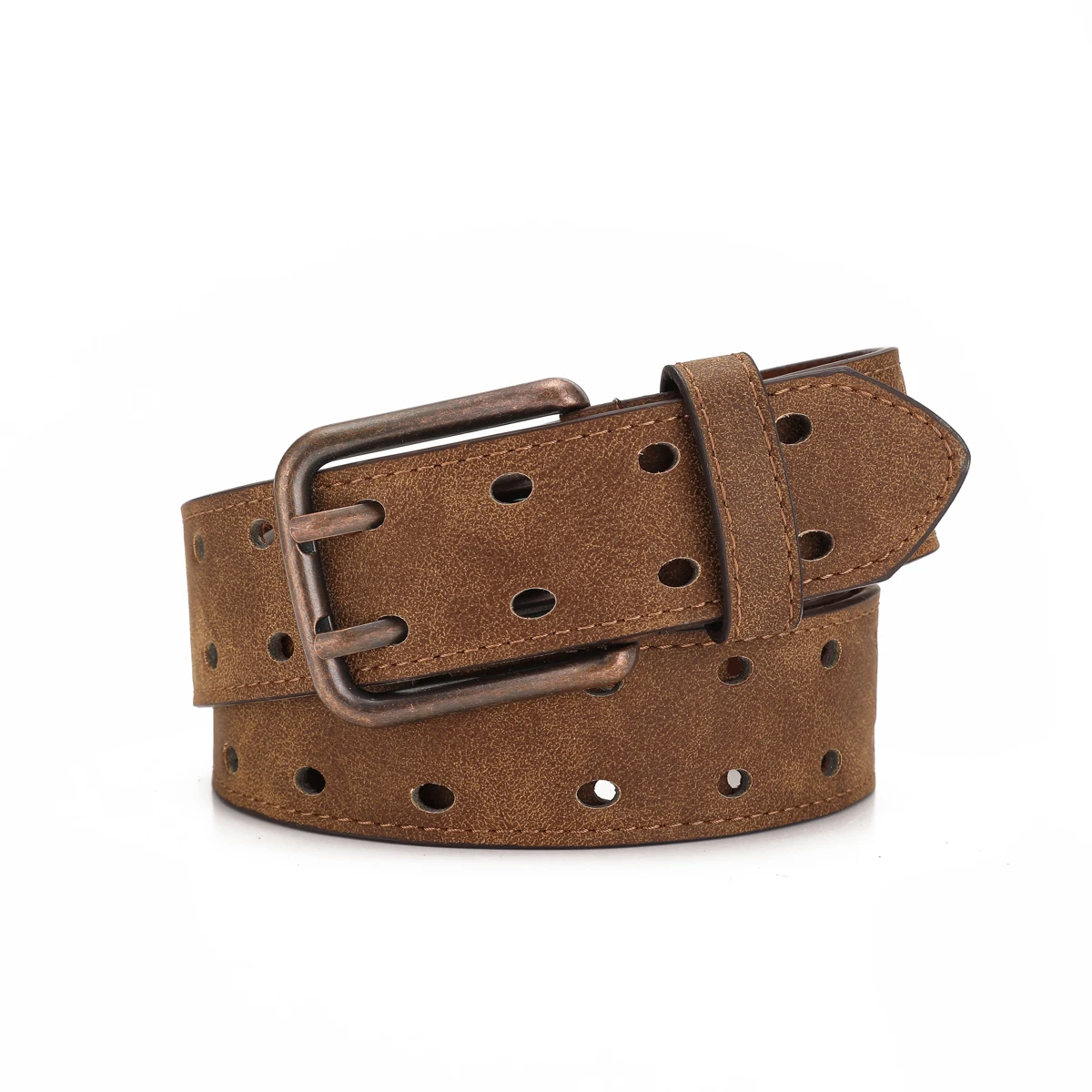A casual button-fastened belt for men and women, the same style, a retro PU belt.