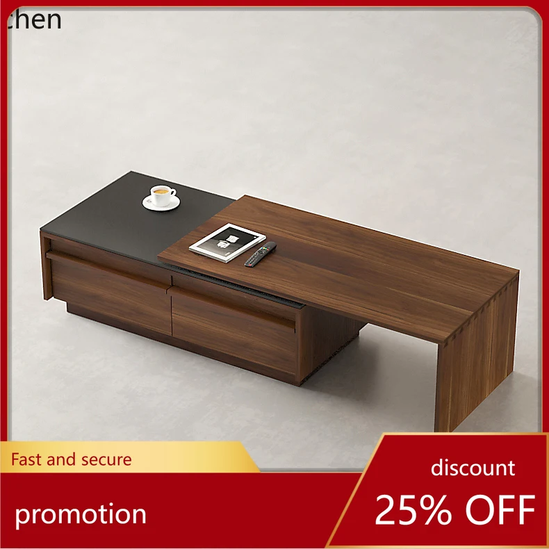 

ZML coffee table/rock slab solid wood black walnut cherry wood coffee table medieval retro