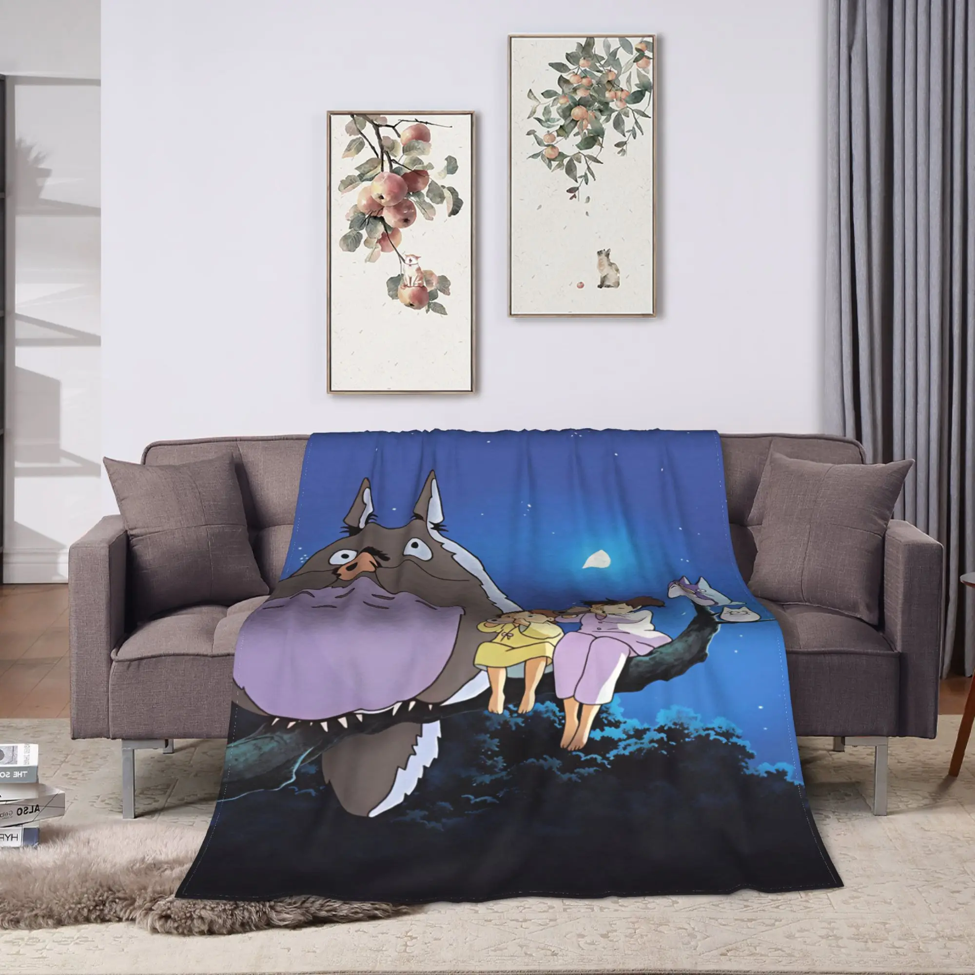 Super Soft Blankets Picnic  Totoro Bedding Throws  Flannel Bedspread For Bedroom Fluffy Sofa Bed Cover