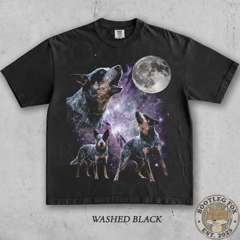 Three Blue Heeler Moon Australian Cattle Dog T-Shirt