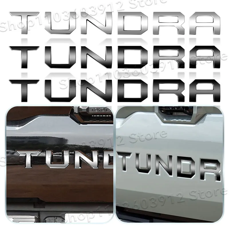 Auto Exterior 3D ABS Plastic Silver/Black TUNDRA Letter Logo Car Rear Tailgate Trunk Decals Badge Sticker Accessories