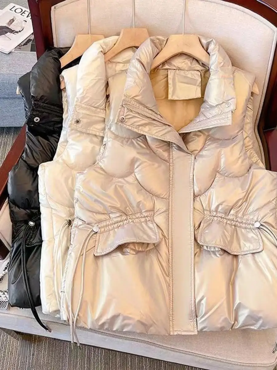 เสื้อกั๊กผ้าฝ้ายทรงหลวมสำหรับผู้หญิง แฟชั่นทันสมัย พร้อมแผ่นรองไหล่ อเนกประสงค์ ใส่ได้หลากหลายโอกาส ลายทาง...