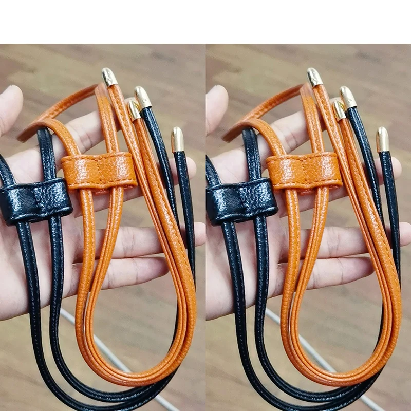 Women Detachable PU Leather Bag Strap DIY Replacement Bucket Bag Drawstring Rope Backpack Beam Pocket Purse Accessories 2 Colors