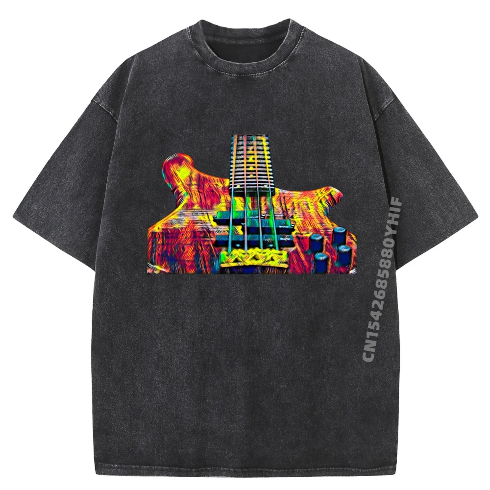 

Electric Bass Guitar 4294 Vintage T Shirts Limited Time Special T Shirt Men Large Size Washed Oversized Shirt