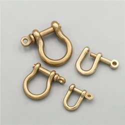 Solid Brass D-bow Staples Shackle Carabiner Screw Pin Removable Anchor Keychain Ring Joint Connector Buckle U-type Hook 6mm-15mm