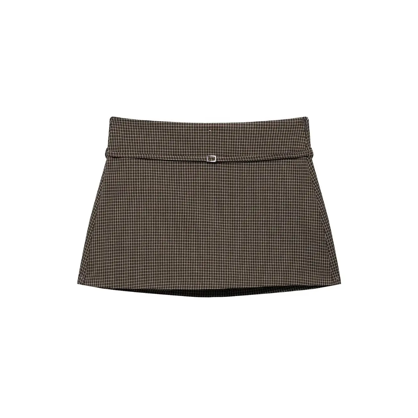 TFMLN Vintage Karierte Röcke für Damen, Schicke Gürtelröcke, Shorts, Modische Miniröcke mit seitlichem Reißverschluss, Slim Fit, Herbst-Outfit für Damen – Detail 2