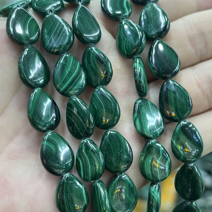 

Натуральный малахитовый кристалл, бусины в форме капли воды, граненая секция, ручная работа для изготовления ювелирных изделий, ожерелье, браслет, 15 дюймов, 13-18 мм