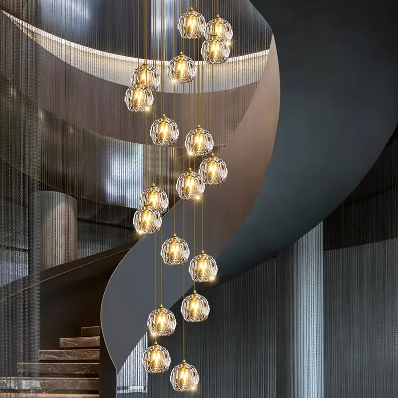 

Современное украшение дома, хрустальная люстра, лестница, подвесной светильник, подвесные светильники для гостиной, внутреннее освещение