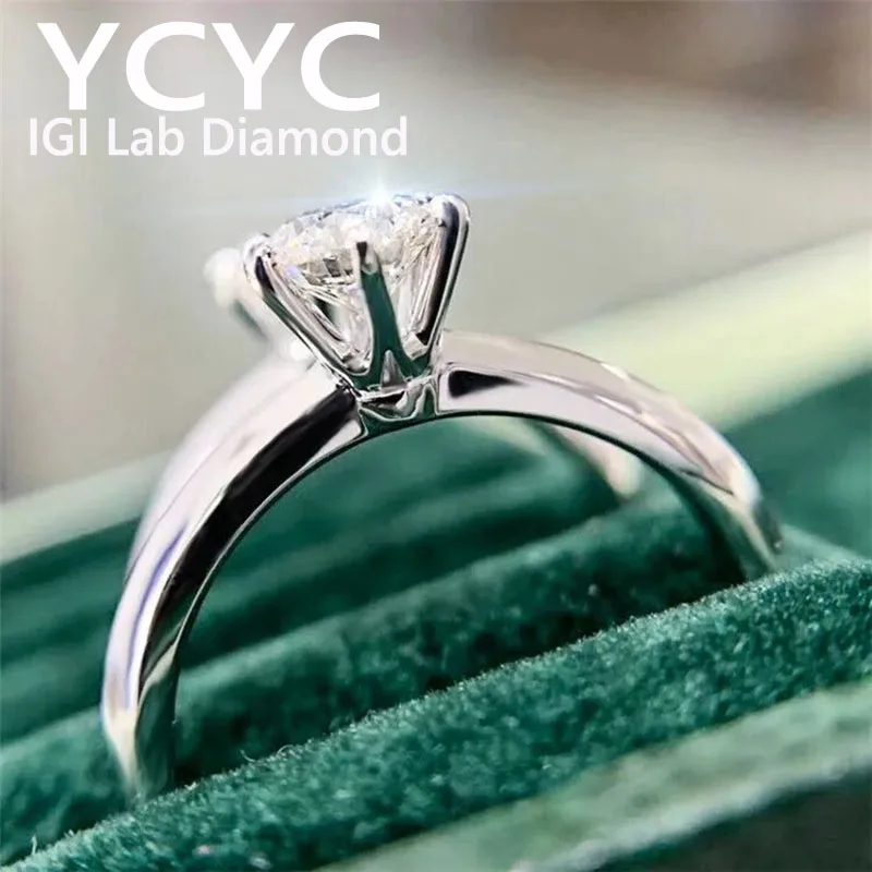 

Luxury 3Ct Lab Grown Diamond Ring Solid14K White Gold Round Cut Diamond CVD HPHT DEF VS-VVS Wedding&engagement Ring