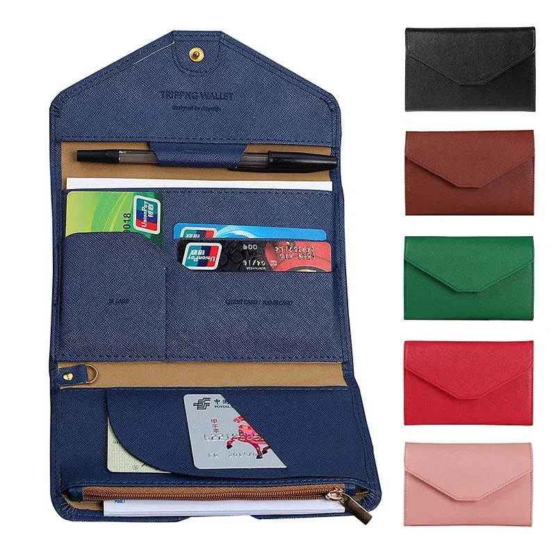 

Passport Wallet Travel Multi-purpose Men Folding Leather Travel Wallet Women ID Credit Card Holder Passport Travel Organizer