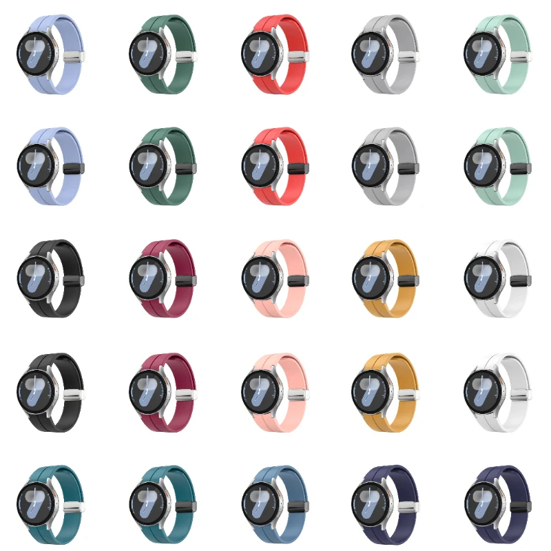 Correa magnética de silicona para Samsung Galaxy Watch 7 6 5 4 40mm 44mm 5Pro 45mm pulsera para Galaxy Watch 6 4Classic 43mm 47mm
