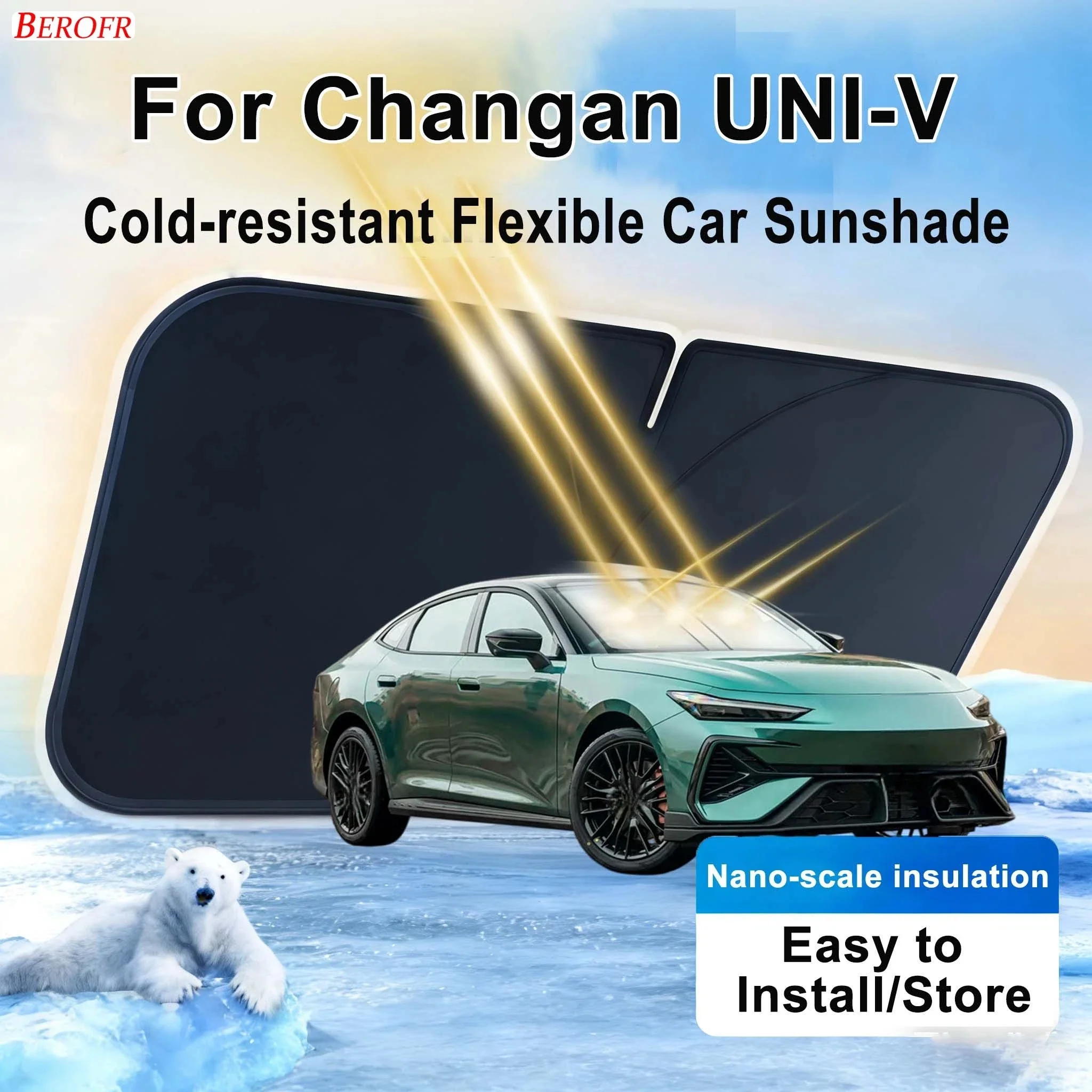 Солнцезащитный экран на лобовое стекло для Changan UNI-V 2022-2026: теплоизоляционный чехол для переднего окна, летние автоаксессуары