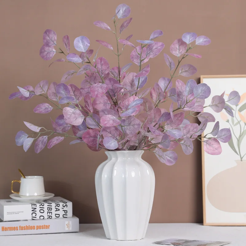 

Hot 6 Pieces Simulation Eucalyptus Plastic Green Plants Wedding Events Party Favor DIY Artificial Flower Ornaments