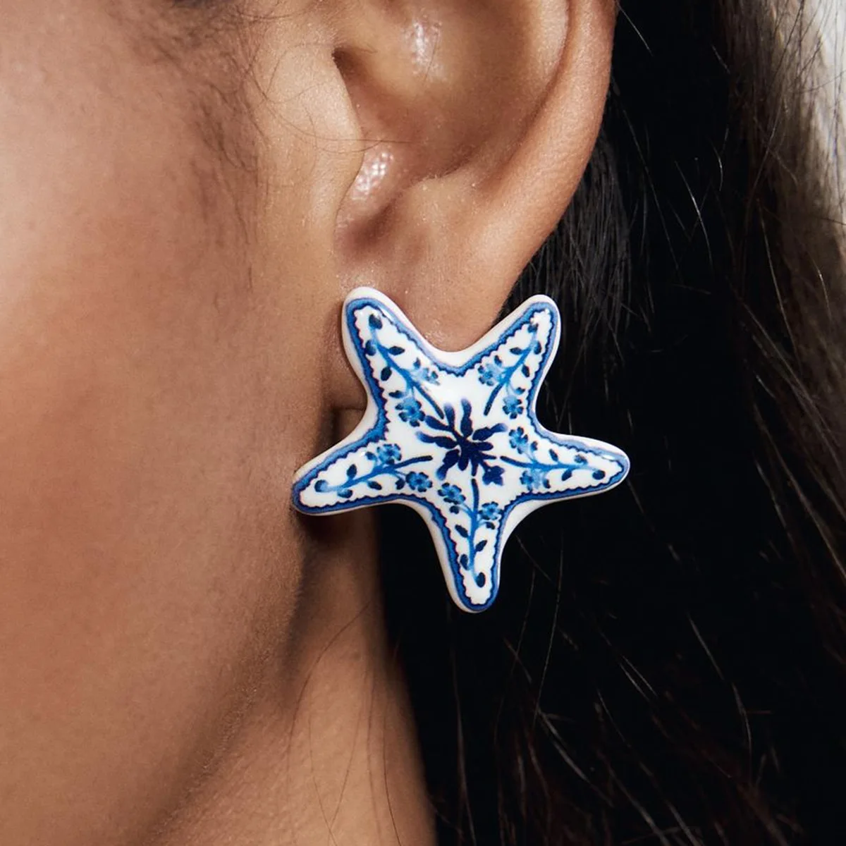 

Fashion Painted Flower Starfish Stud Earrings for Women Creative Unique Vacation Style Earrings Female Beach Party Jewelry Gift