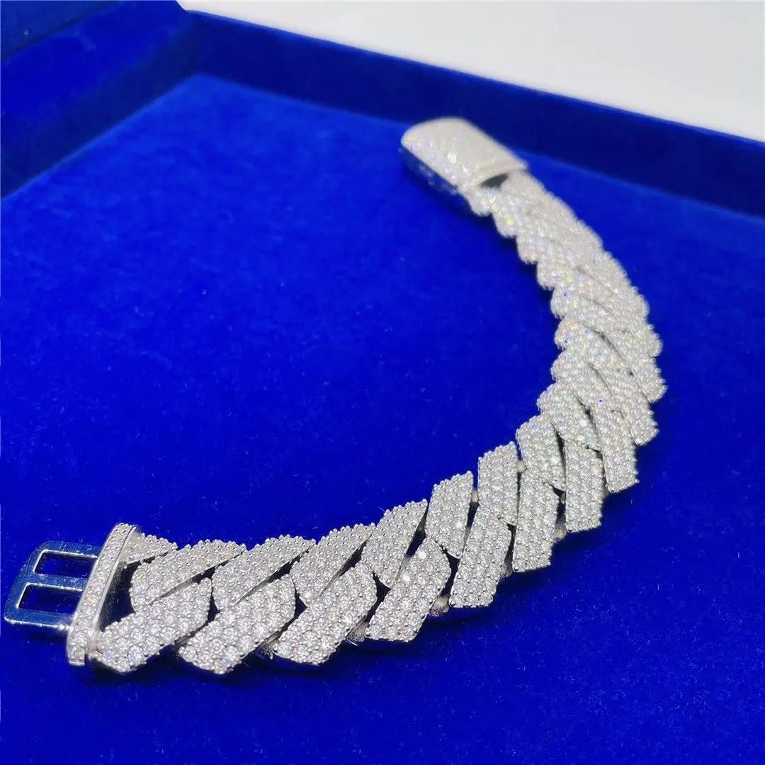 

LYEE CYEE Iced-Out Cuban Link Necklace S925 Silver Moissanite Full Circle Bling Hip Hop Luxury Handmade Jewelry