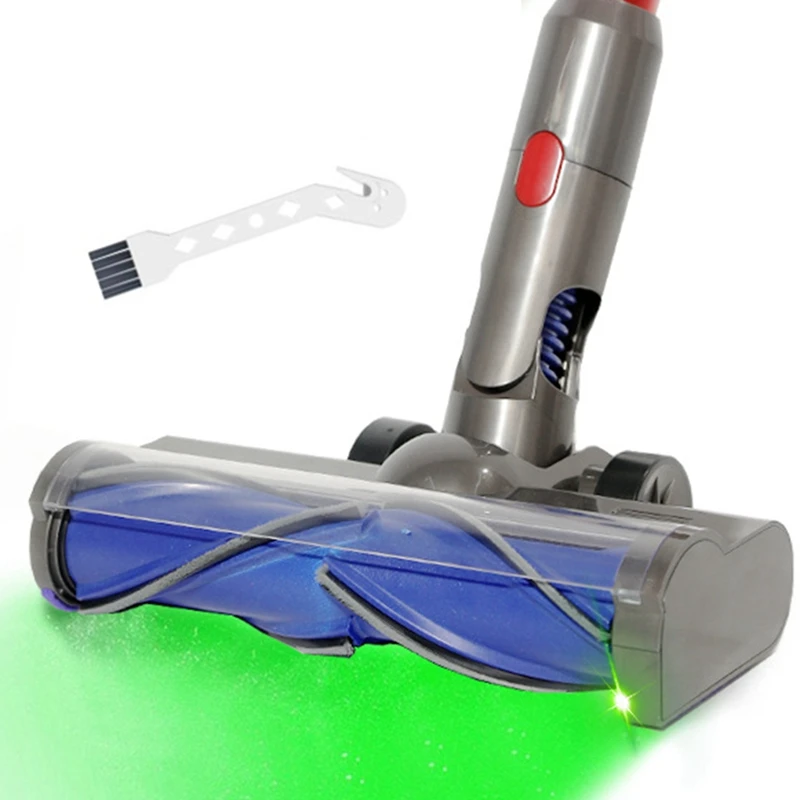 For Dyson V7 V8 V10 V11 V15 Vaccum Cleaner Direct Drive Cleaner Head With Green LED Headlights Turbine Brush Attachment