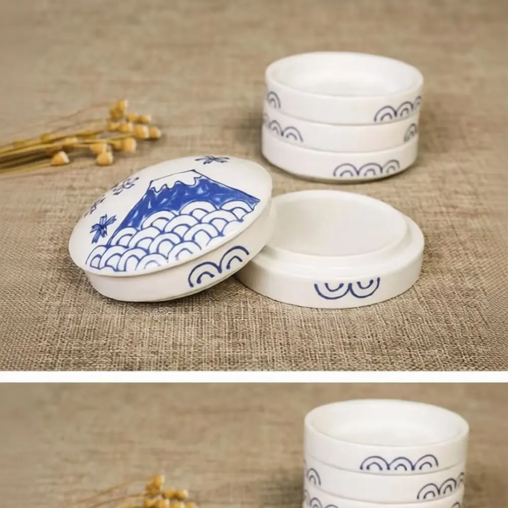 Multi Tier Ceramic Ink Palette Blue And White Porcelain Ink Dish Traditional Chinese Painting Tool Watercolor Mix Tray