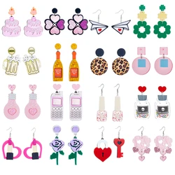 YAOLOGE Exaggerated Bottle Heart Bulb Drop Earrings For Women Girl New Trend Acrylic Ear Hook Lady Jewelry Gift Party серьги
