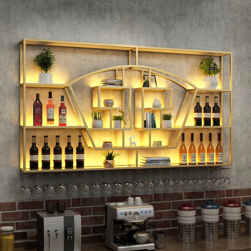 Wall Wine Shelf Living Room Mobile Bar Holder Storage Column Cabinet Kitchen & Organization Luxury Multifunctional Modern Glass