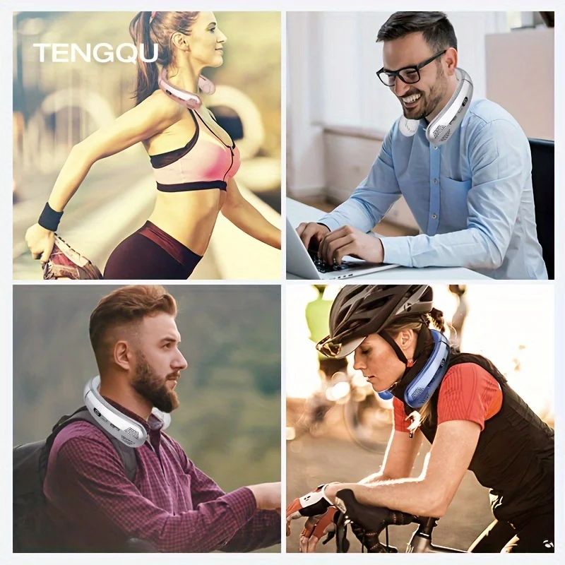 Портативный безлопастной шейный вентилятор с 3-скоростной регулировкой ветра, литиевой аккумуляторной батареей 18650, цифровым дисплеем, настольным компьютером