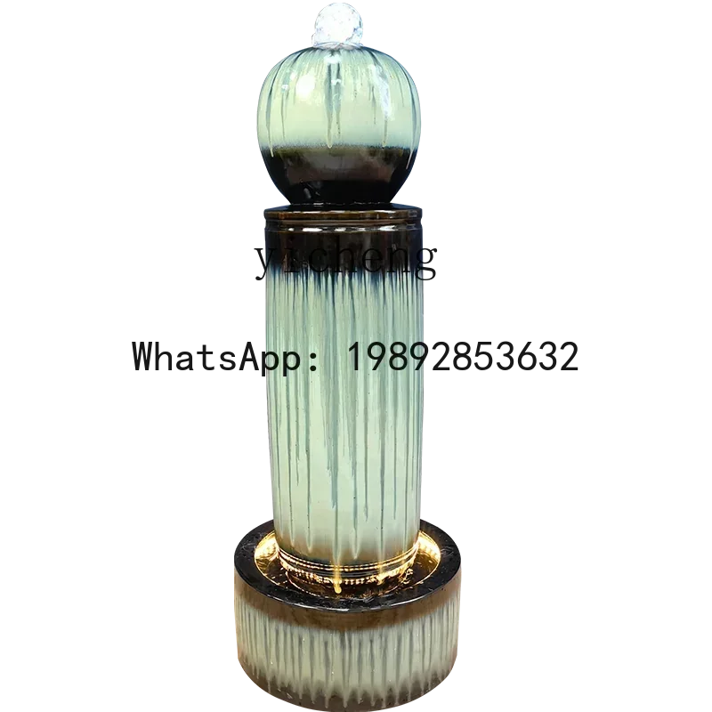 

B1 ceramic lucky feng shui ball flowing water fountain ornament living room entrance indoor floor decoration