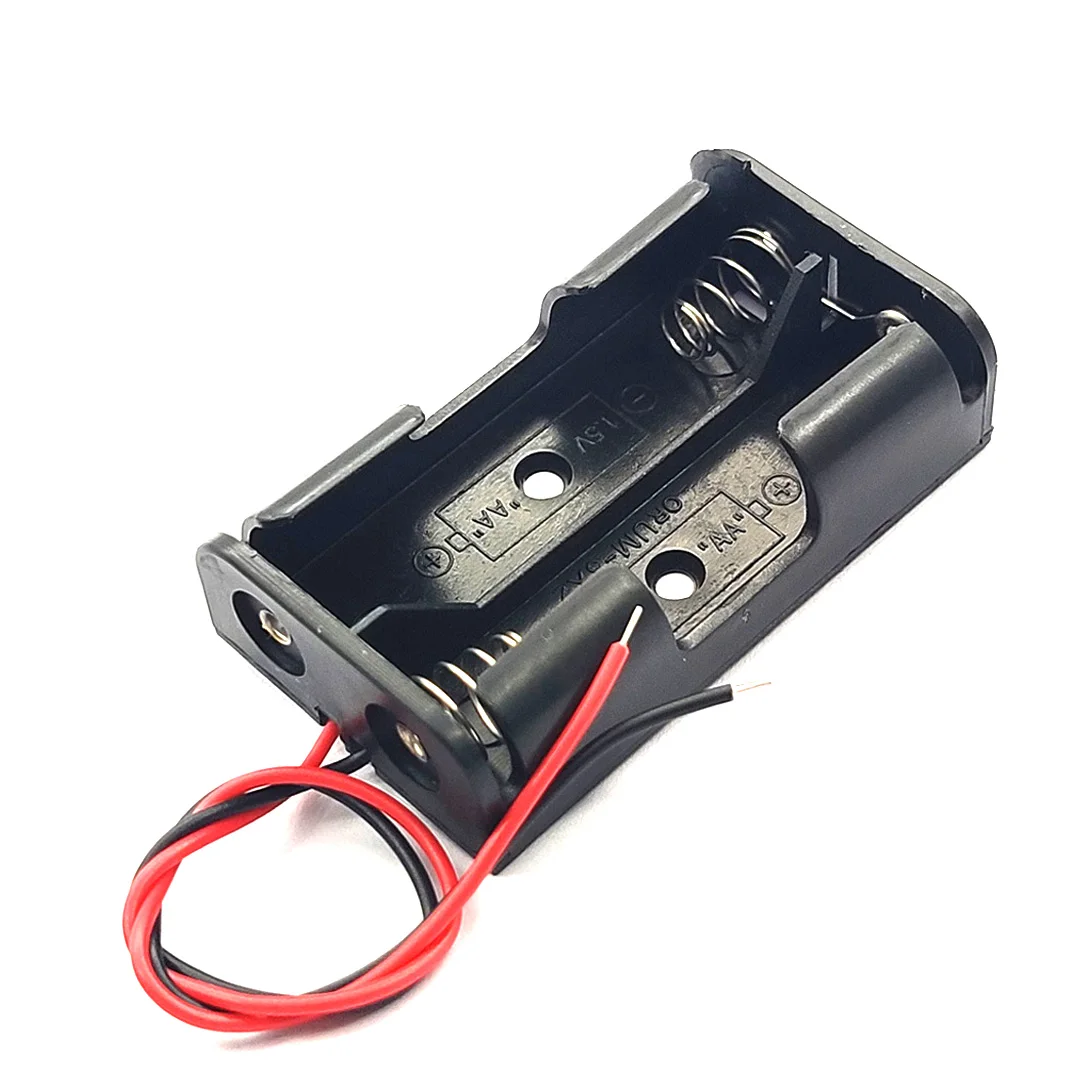 10 Pcs AA Battery Box 2*AA Battery Holder 2AA Battery Case 2 x 1.5V Battery Box Black With Wire Leads 3V