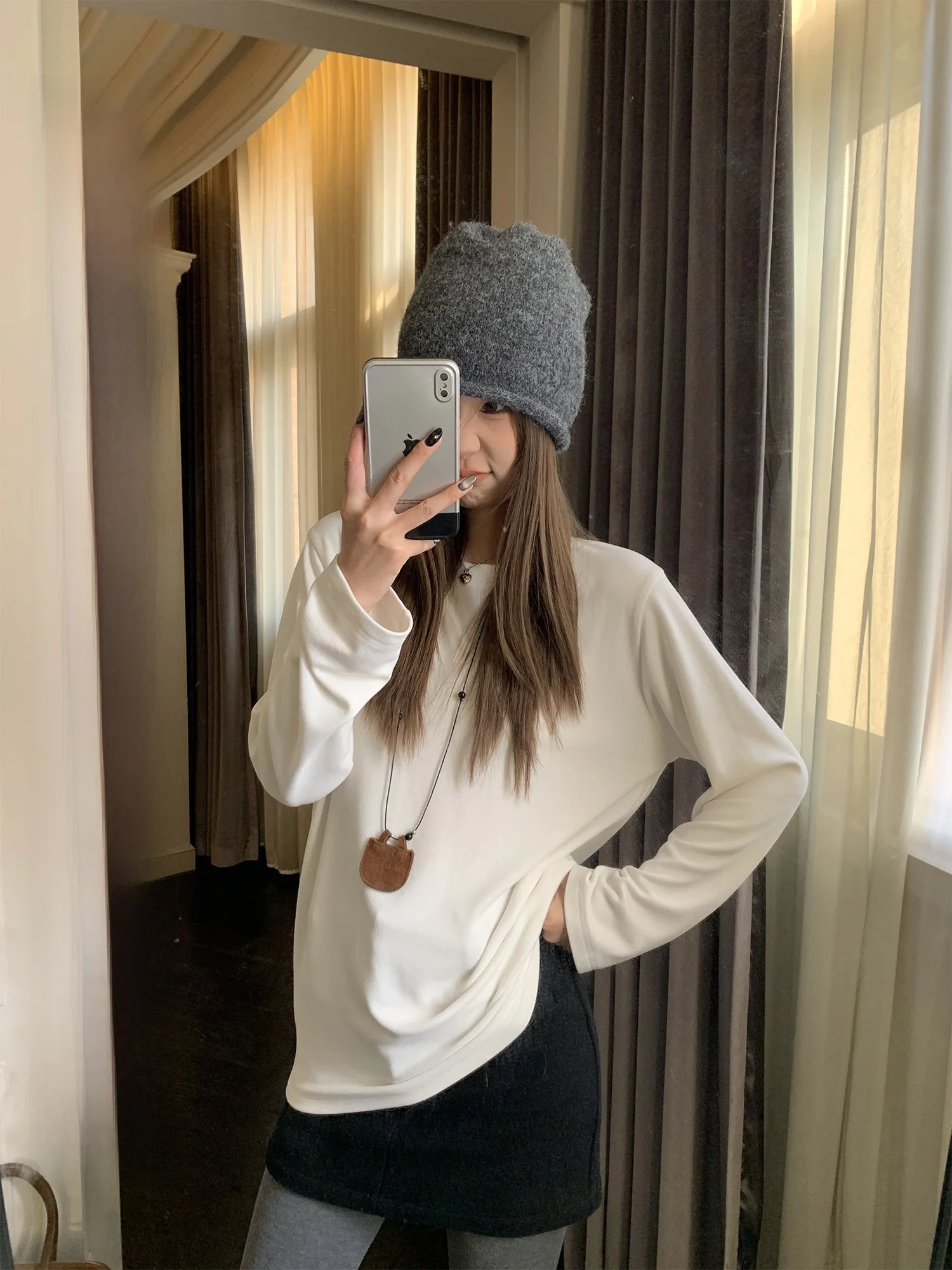 

Универсальная белая футболка Yuzhiqi с длинным рукавом, базовая, для ношения под одеждой, женская, осенне-зимняя верхняя одежда