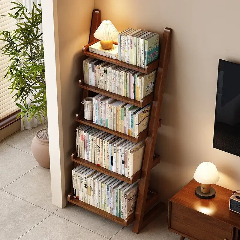 Solid Wood Storage Furniture - 5-Tier Open Bookshelf Thickened Frame for Living Room Study Corner Multi-Purpose Home Organizer