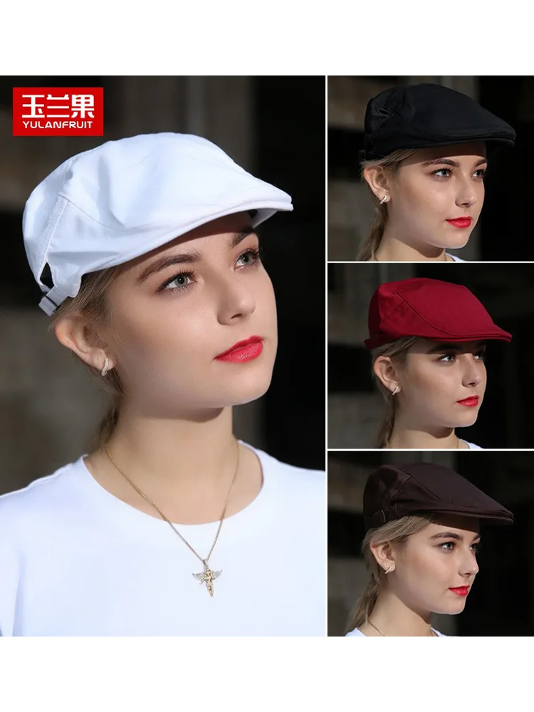 Restaurant waiter hat Chef work hat Hotel cafe Beret hat men's and women's milk tea shop forward hat custom unisex