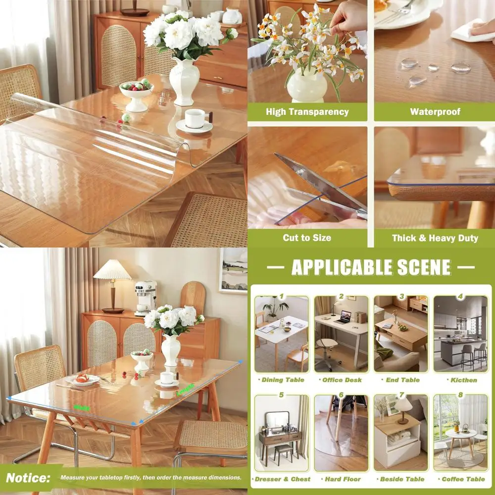 

40x92 Inch 1.5mm Thick Clear PVC Waterproof Table Protector Cover, Desk Mat for Dining & Coffee Tables
