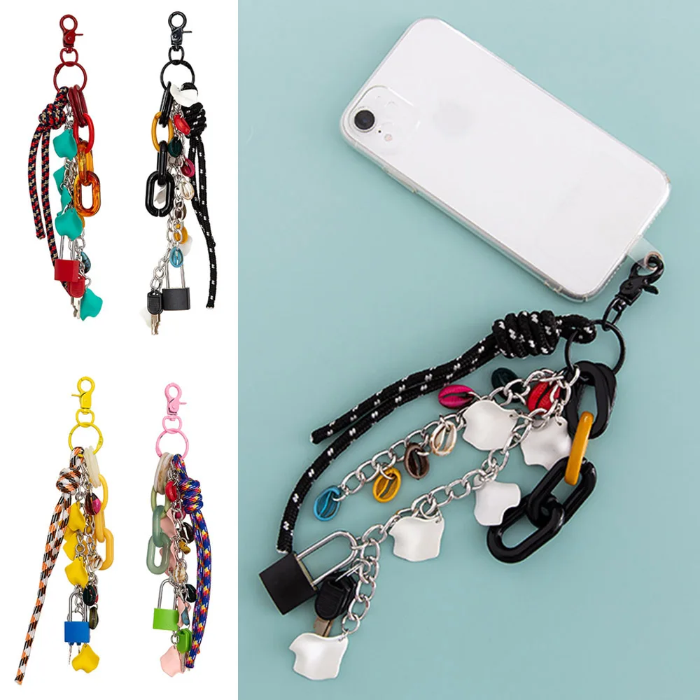 Y2K Ornament Bag Pendant Keychain Women Multi-Functional Phone Case Hanging Rope Weave Diy Acrylic Cute Gifts Bag Accessories