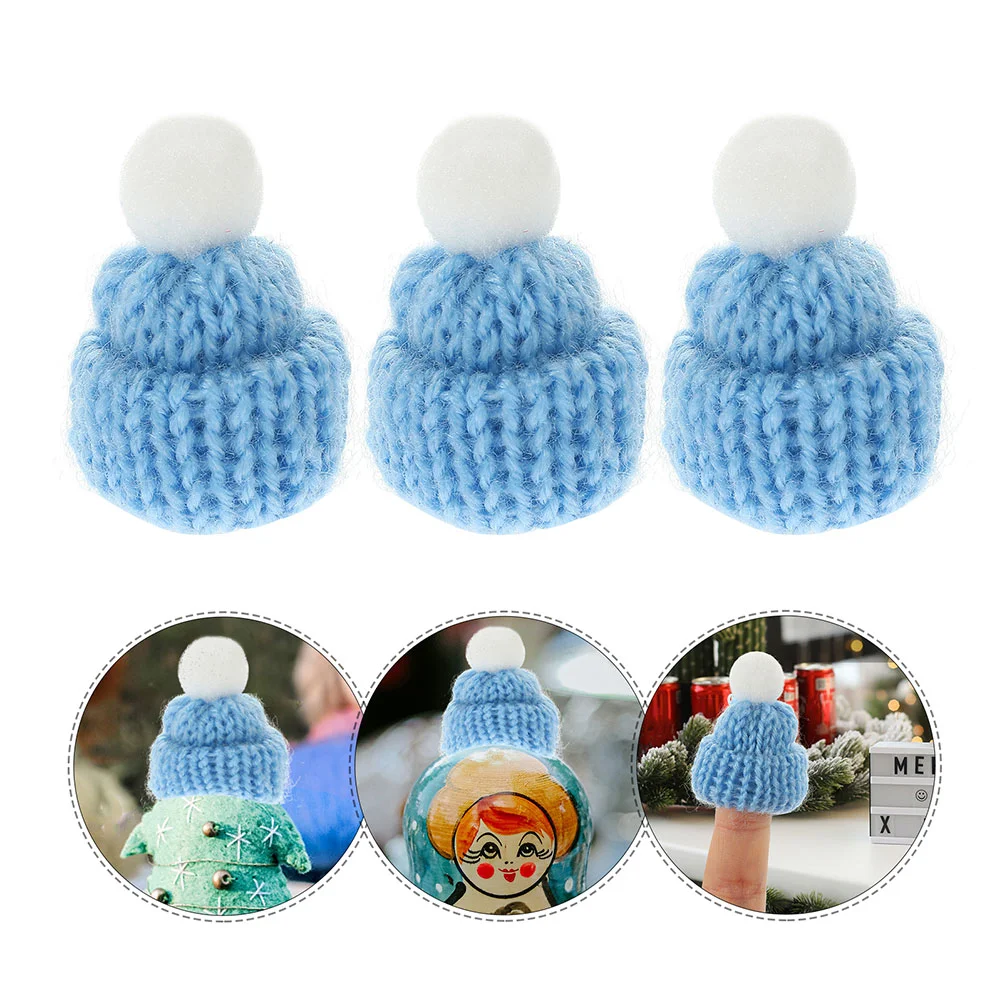 

20 Pcs Christmas Hat Accessories Mini Dolls Knitting Santa Hats Snowman Manual for Crafts Tiny Party Winter Decoration DIY