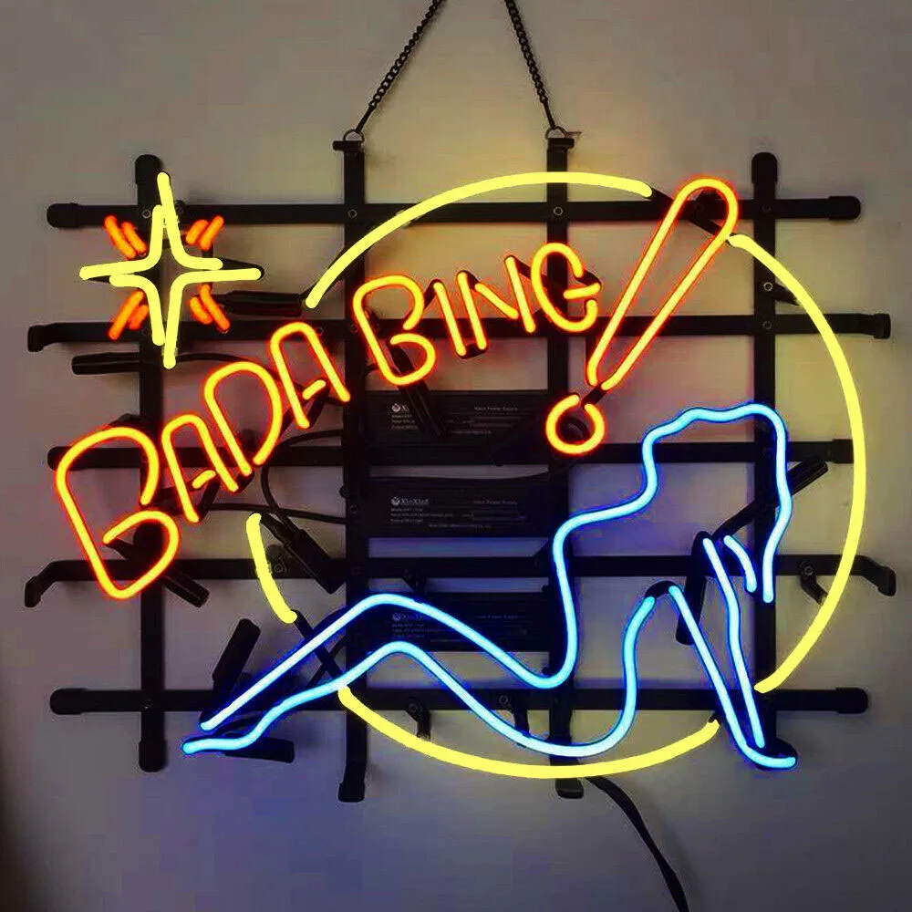 

BADA BING Sexy Girl Neon Light Sign Custom Handmade Real Glass Tube Beer Bar Advertise Room Decor Display Lamp Art Gift 19"X15"