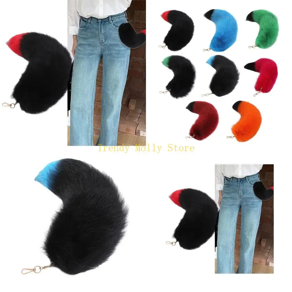 

N5KB Foxes Tail Keychain Rings Cosplays Toy Hook Handbag Accessorie Car Pendant Charm