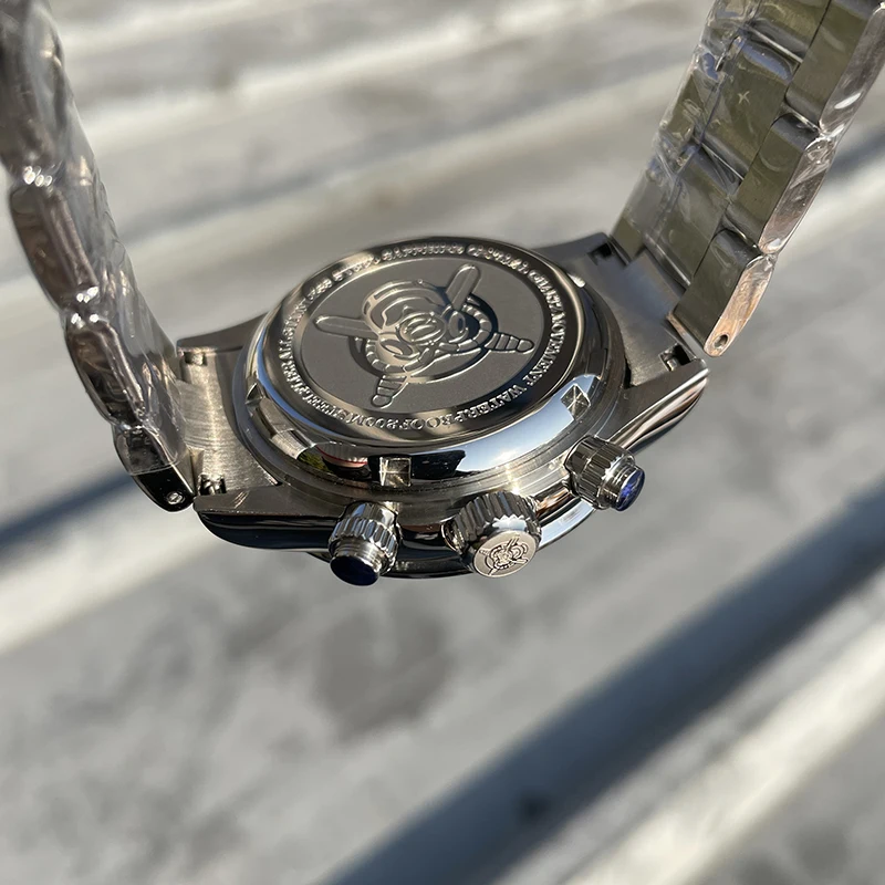 STEELFLIER Men Chronograph Watch 39mm Quartz Wristwatch 200M Waterproof BGW-9 Luminous Sapphire Mirror VK63